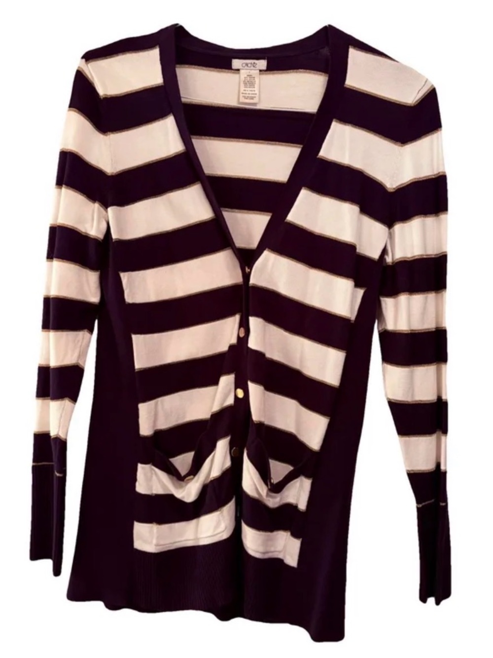 NWOT Cache Blue and White Striped Cardigan